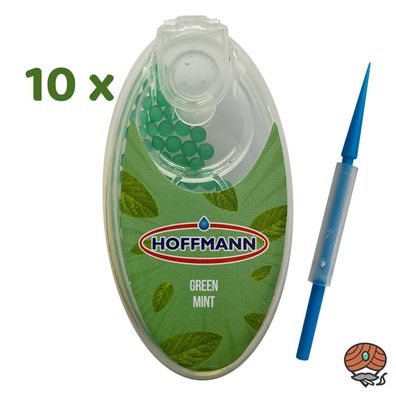 10 x Hoffmann Aromakapseln für Filterzigaretten - GREEN MINT Dose à 100 Kapseln