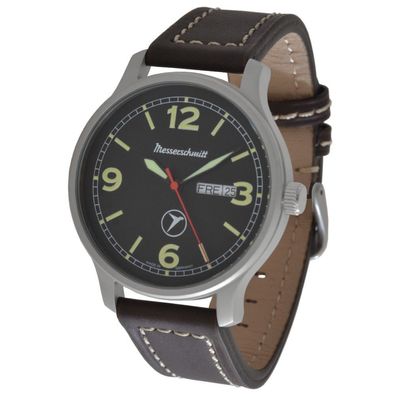 Messerschmitt Fliegeruhr Quarz ME6332-DD1 Großzahlen Day-Date 5ATM Lumineszierend