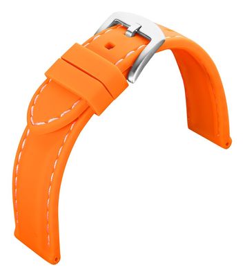 Eulit | Uhrenarmband Silikon orange helle Kontrastnaht wasserfest