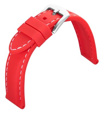 Eulit | Uhrenarmband Silikon rot helle Kontrastnaht wasserfest