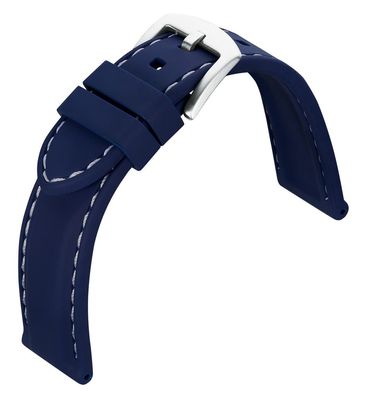 Eulit | Uhrenarmband Silikon blau helle Kontrastnaht wasserfest