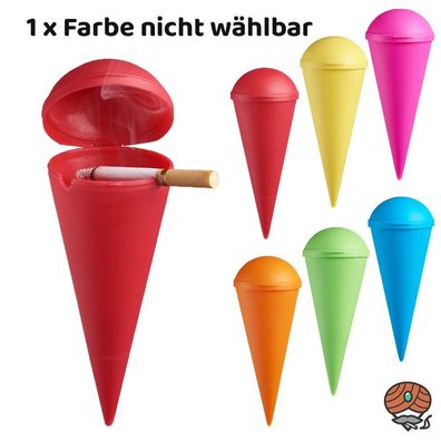 Strandaschenbecher in Eisform mit Deckel aus Kunststoff, Farbe nicht wählbar