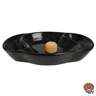 Angelo Pfeifenaschenbecher Keramik Schwarz, glänzend mit Ablagen für 2 Pfeifen