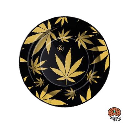 FIRE-FLOW Aschenbecher / Ashtray Small - Leaves Gold, Metall, Ø 14 cm