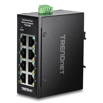 TRENDnet 8-Port Industrial Fast Ethernet DIN-Rail MiniSwitch