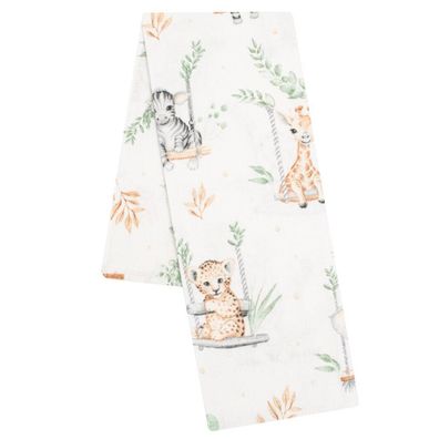 Flanellwindel mit New Baby ZOO Aufdruck beige