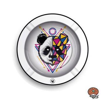 FIRE-FLOW Aschenbecher / Ashtray Small - Geometric Animals Panda, Metall Ø 14 cm