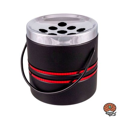 Hauser Metall Aschenbecher, Chrome/Schwarz mit roten Glitterstreifen, 9cm