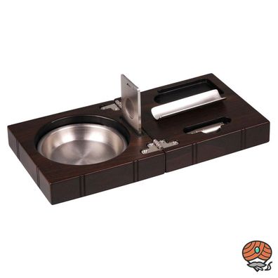 Hauser Zigarrenaschenbecher Set Walnuss mit Bohrer, Rundcutter