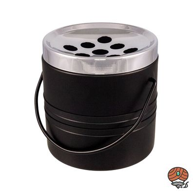 Hauser Metall Aschenbecher, Black Rubber, Chrom/Schwarz, 9cm