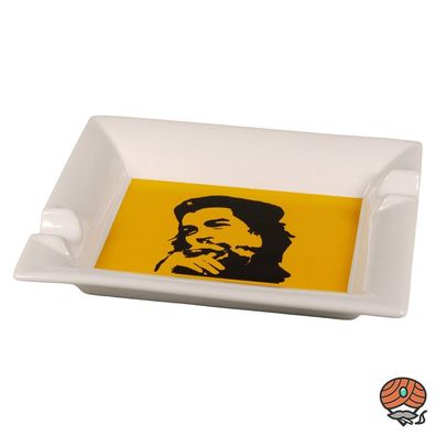 Hauser Zigarrenascher * Che* Porzellan, 2 Ablagen, weiß/gelb