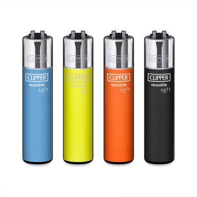 Clipper Soft-Touch Reibradfeuerzeug, 4 Stück