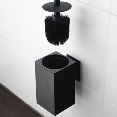 ELMOWO Edelstahl Klobürste ohne Bohren Wandmontage hängend WC-Garnitur schwarz