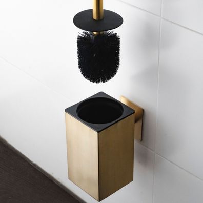 ELMOWO Edelstahl Klobürste ohne Bohren Wandmontage WC-Toilettenbürste mit Halter gold