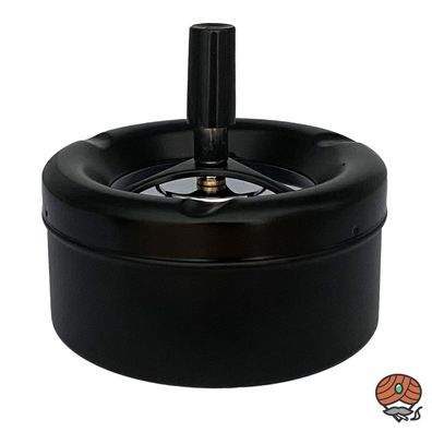 Angelo Schleuderaschenbecher / Drehascher komplett schwarz, 11 cm