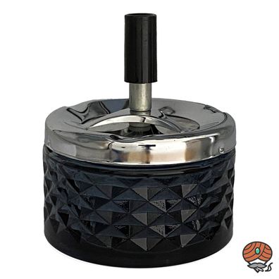 Schleuderaschenbecher / Drehaschenbecher / Drehascher Glas schwarz, 9,5 cm