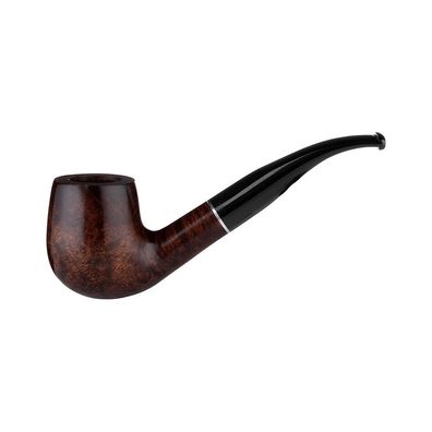 Angelo Pfeife Bent mittelbraun, Bruyere-Holz, mit Ring, gebogen