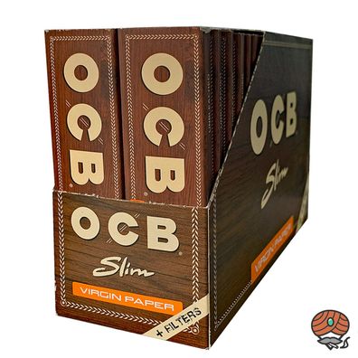 32 x OCB Unbleached Virgin Slim Paper + Tips 32 Blättchen + 32 Tips