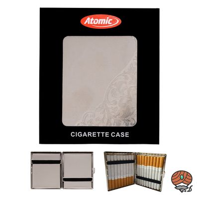 Atomic Metall Zigarettenetui mit Gummiband, Chrom Venetian Ornamente Metall Case