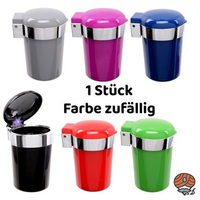 1 Atomic Auto-Aschenbecher m. Deckel & LED-Licht Farbe zufällig KFZ Getränkehalter