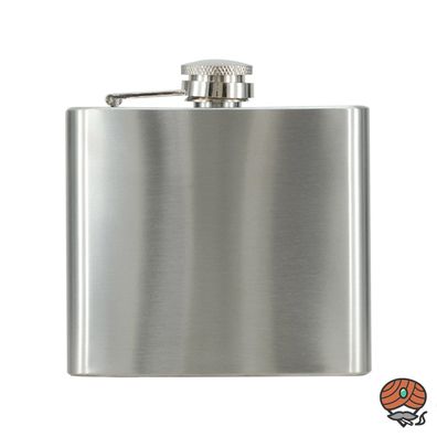 Atomic Flachmann 150 ml, gebürsteter Edelstahl, Trinkbehälter, Taschenflasche