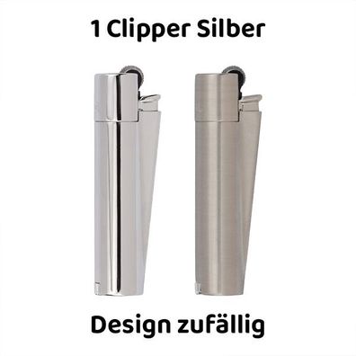 Clipper Metall Silver Reibrad-Feuerzeug in der Metallbox, Design zufällig