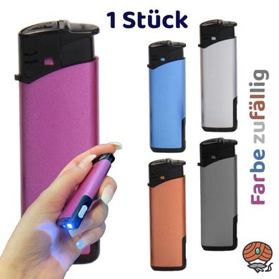 Atomic Elektronik Feuerzeug Turbo LED, Turbo-Flamme & Licht metallic nachfüllbar