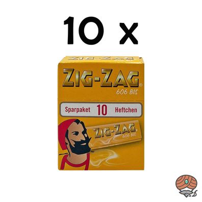 10 x Zig-Zag Gelb im Sparpack Nr.606 Blättchen / Drehpapier à 500 Blatt