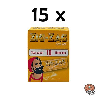 15 x Zig-Zag Gelb im Sparpack Nr.606 Blättchen / Drehpapier à 500 Blatt