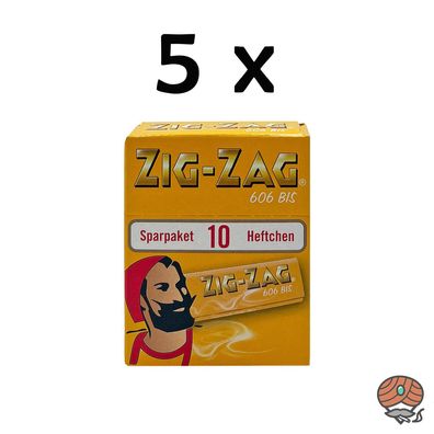 Zig-Zag Gelb im Sparpack Nr.606 Blättchen / Drehpapier 5x 10 Hefte à 50 Blatt