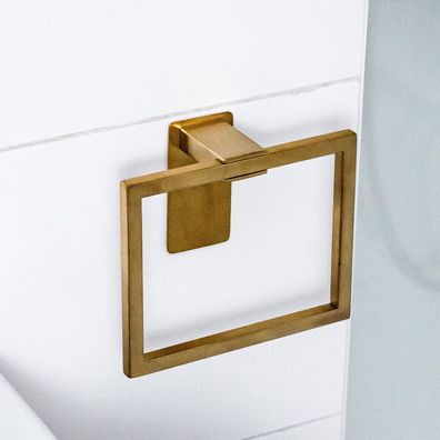 ELMOWO Edelstahl Handtuchring ohne Bohren selbstklebend eckig Bad Halter in gold