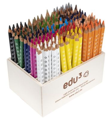 edu3 Jumbo Buntstifte, 180 Stück, von edu, Mine D: 5 mm, Dreikant