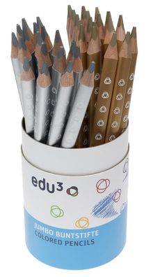 edu3 Jumbo Farbstifte Dreikant 36 Buntstifte gold/silber sortiert