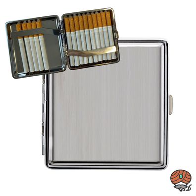 Atomic Metall Zigarettenetui mit Clip, Gebürsteter Edelstahl / Chrom, Box / Etui