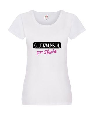 Glückwunsch zur Flucht | Kollegen | Jobwechsel | Abschied v2 Damen Shirt Weiß