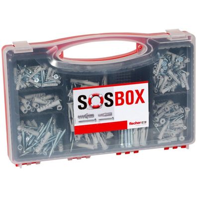 fischer SOSBOX Dübel S + FU + Schrauben (hellgrau, 360-teilig)