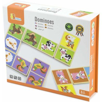 Eitech GmbH 51306 Viga Toys-Domino-Bauernhoftiere, Multi Color