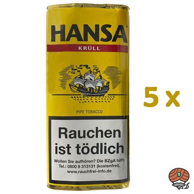 Hansa Krüll Pfeifentabak - 5x Tabak Pouch à 50g