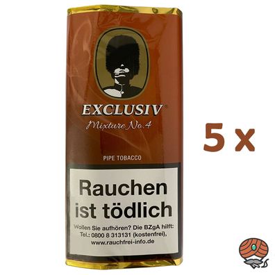 Exclusiv Mixture No. 4 Pfeifentabak Pouch 5x 50g (ehem. Cavendish)