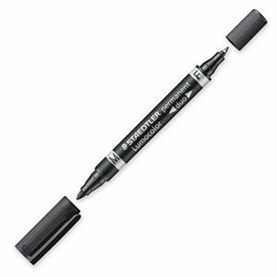 10 Staedtler Lumocolor duo Permanentmarker schwarz 0,6 - 1,5 mm
