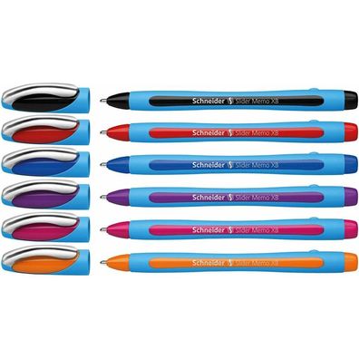 6 Schneider Kugelschreiber Slider Memo blau Schreibfarbe farbsortiert