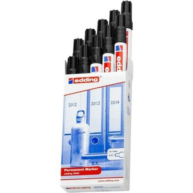 10 edding 3000 Permanentmarker schwarz 1,5 - 3,0 mm