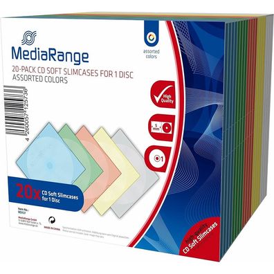 20 MediaRange 1er CD-/DVD-Hüllen farbsortiert
