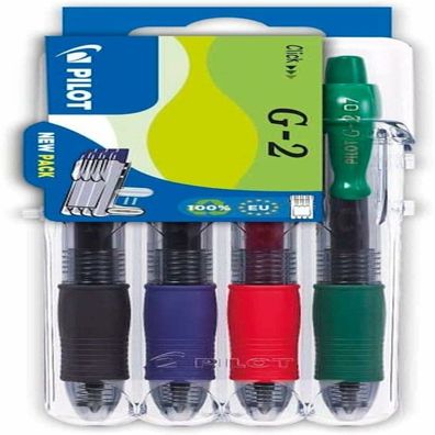 4 PILOT G2 Gelschreiber-Set 0,4 mm, Schreibfarbe: farbsortiert