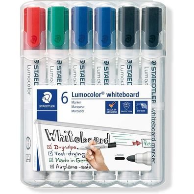 6 Staedtler 351 WP6 X Whiteboard-Marker farbsortiert 2,0 mm