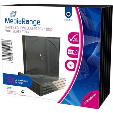 5 MediaRange 1er CD-/DVD-Hüllen Jewel Cases schwarz