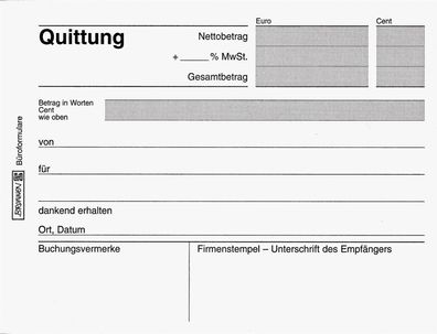Brunnen 102634502 Quittungen, A6 quer, 80 Blatt