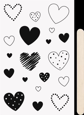 Heyda 203780954 Rubbel-Sticker „Herzen“, 100 × 190 mm, schwarz, 1 Blatt