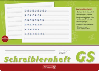 Brunnen 1044002 Schreiblernheft A4 quer graues Mittelband 7 mm, Lin. GS