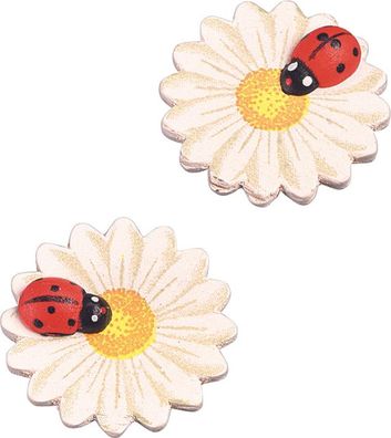 KNORR prandell 218002460 Dekostreu Blumen "Blume mit Marienkäfer" Ø 3 cm weiß